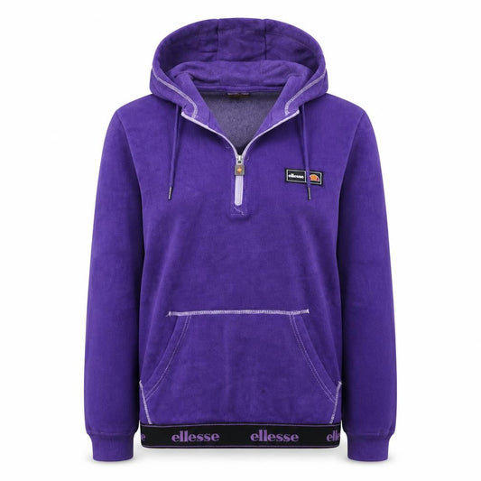 Front view of Ellesse Women Purple 1/4 Zip Hooded Pullover Sweatshirt M