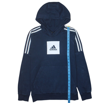 Adidas Boys Navy Blue Pullover Hoodie Sweatshirt Size 14 Years Cotton Blend
