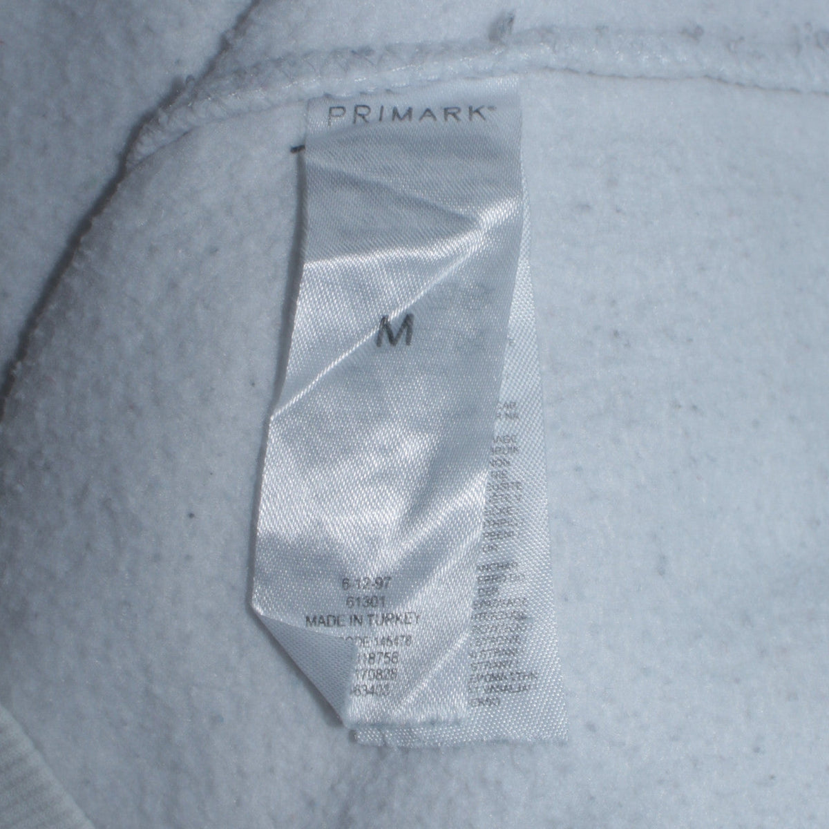 Mens UK Size M Primark White Pullover Hoodie