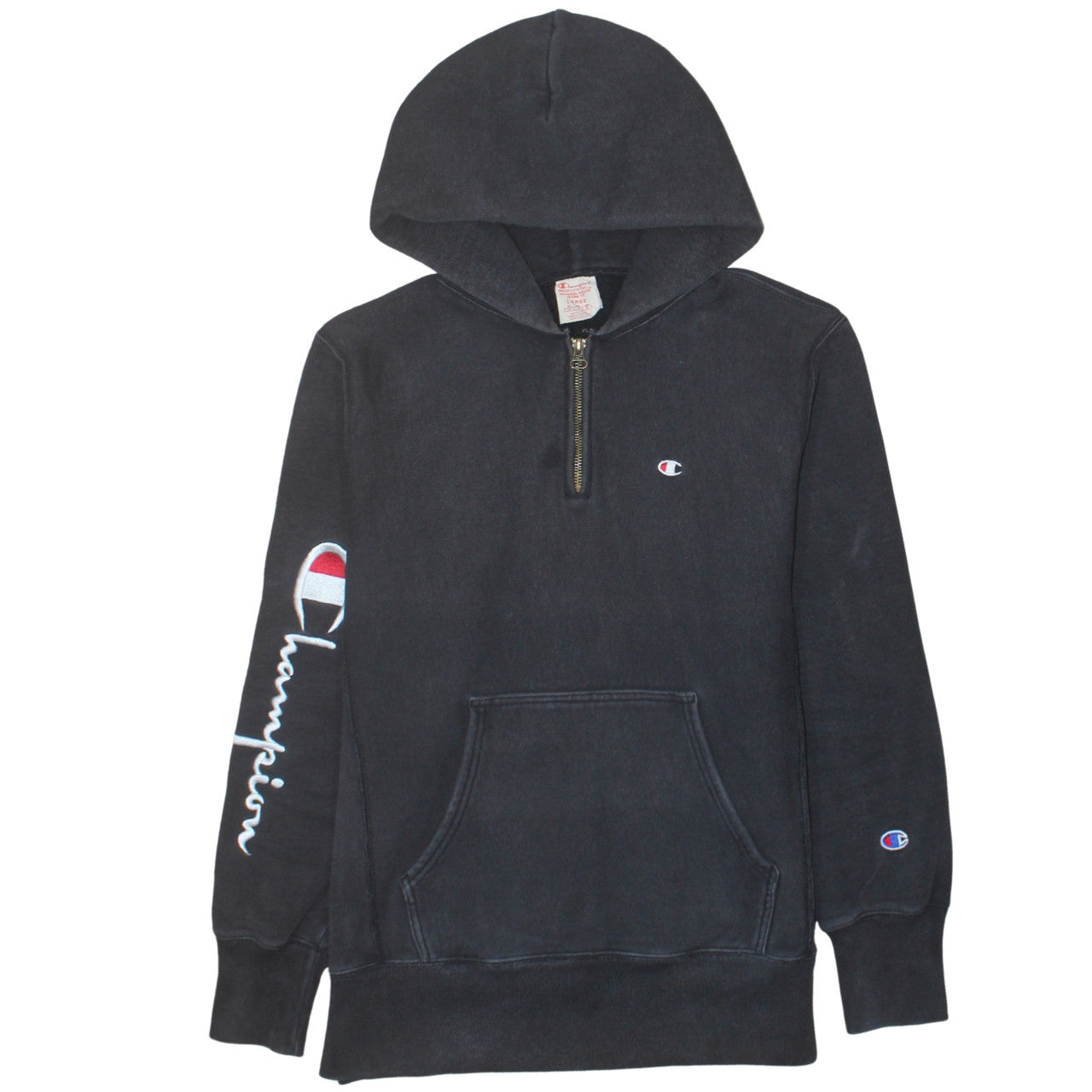Mens UK Size L Champion Black 1/2 Zip Hoodie