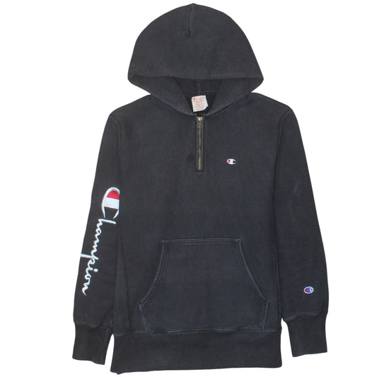 Mens UK Size L Champion Black 1/2 Zip Hoodie