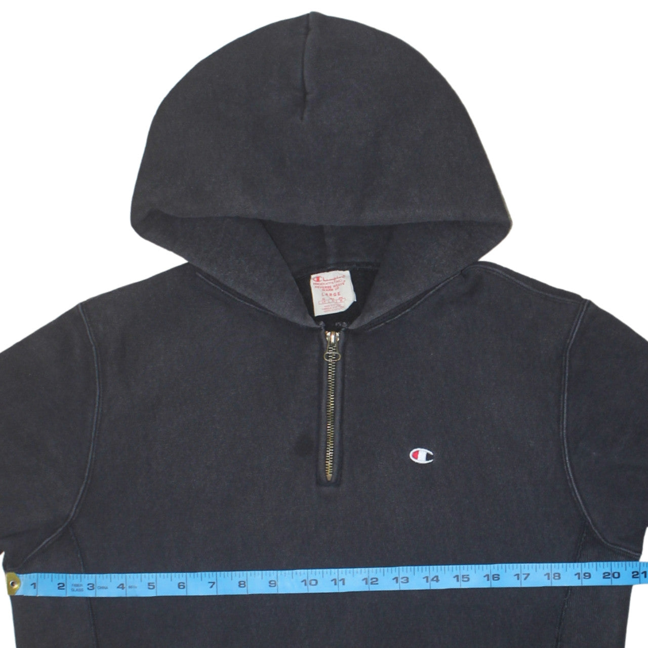 Mens UK Size L Champion Black 1/2 Zip Hoodie