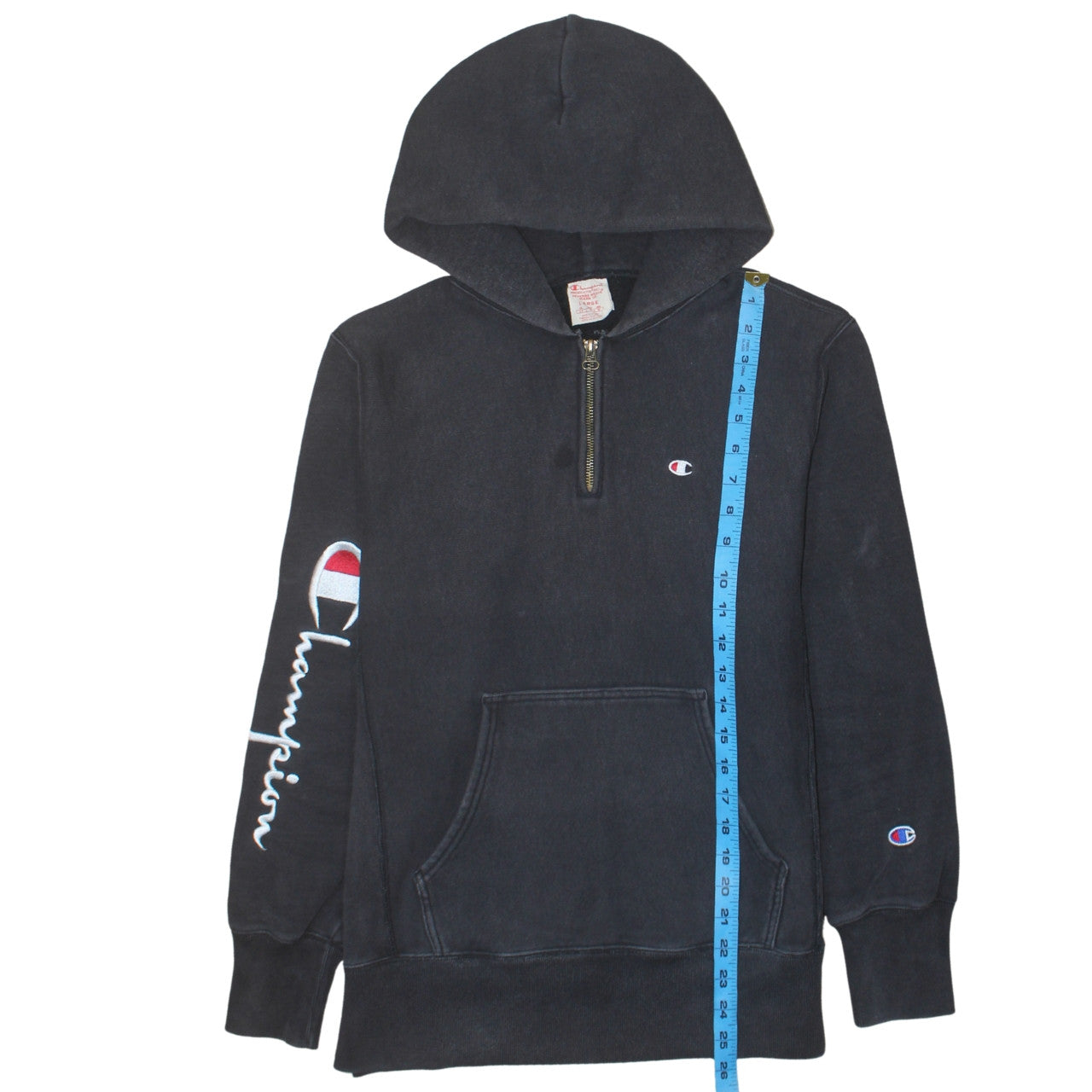 Mens UK Size L Champion Black 1/2 Zip Hoodie