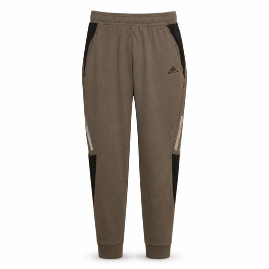 Front view of Adidas Men Beige Jogger Activewear Trousers Small Elastic Waist