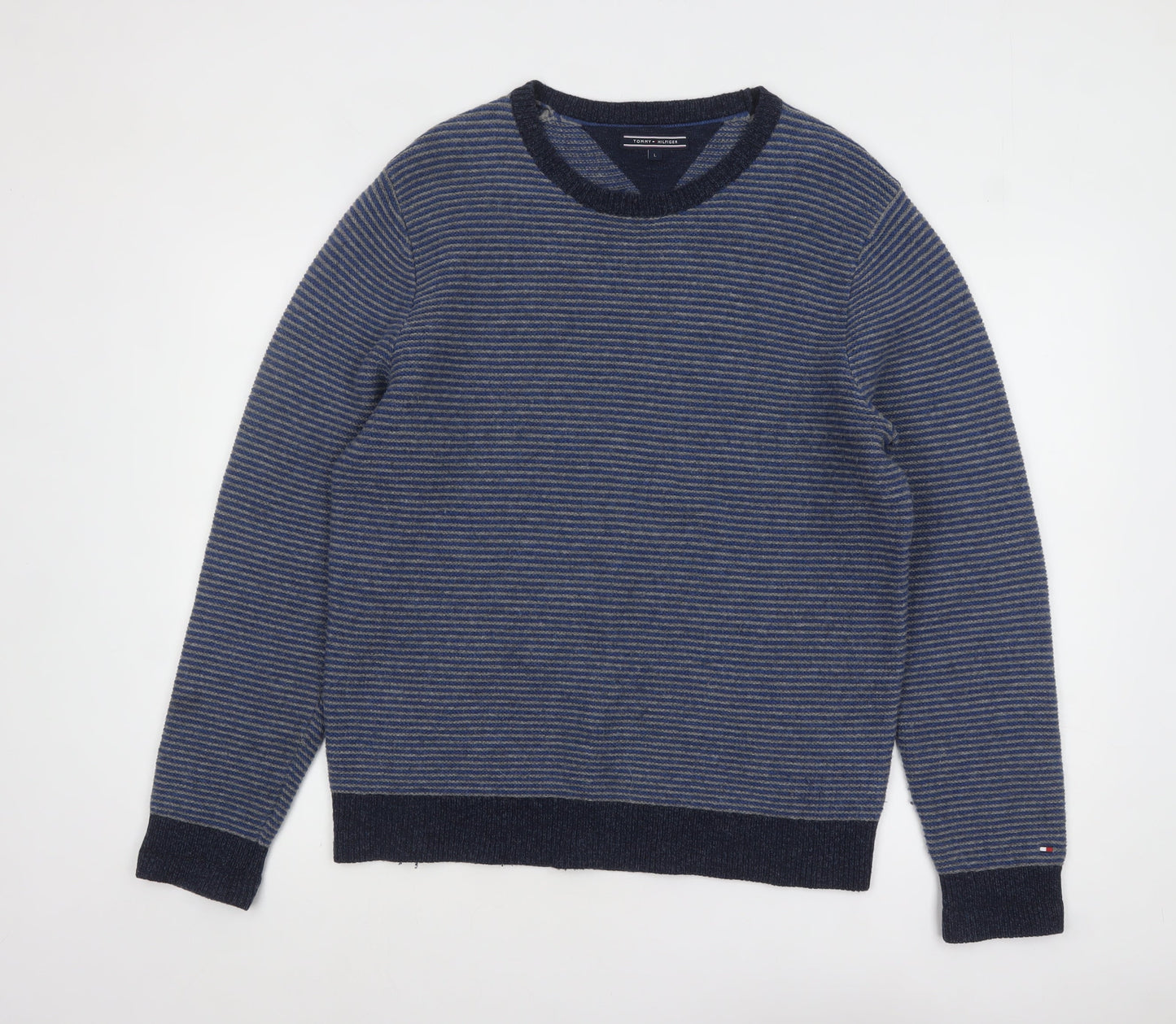 Mens UK Size L Tommy Hilfiger Blue Pullover Jumper