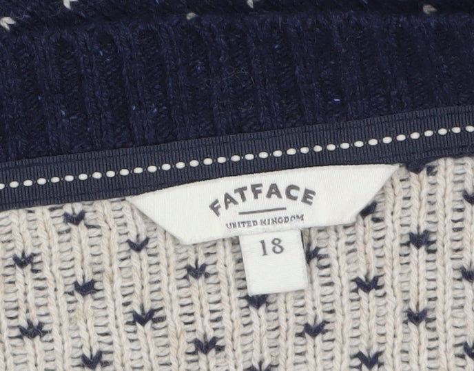 Womens UK Size 18 FatFace Blue Pullover Jumper