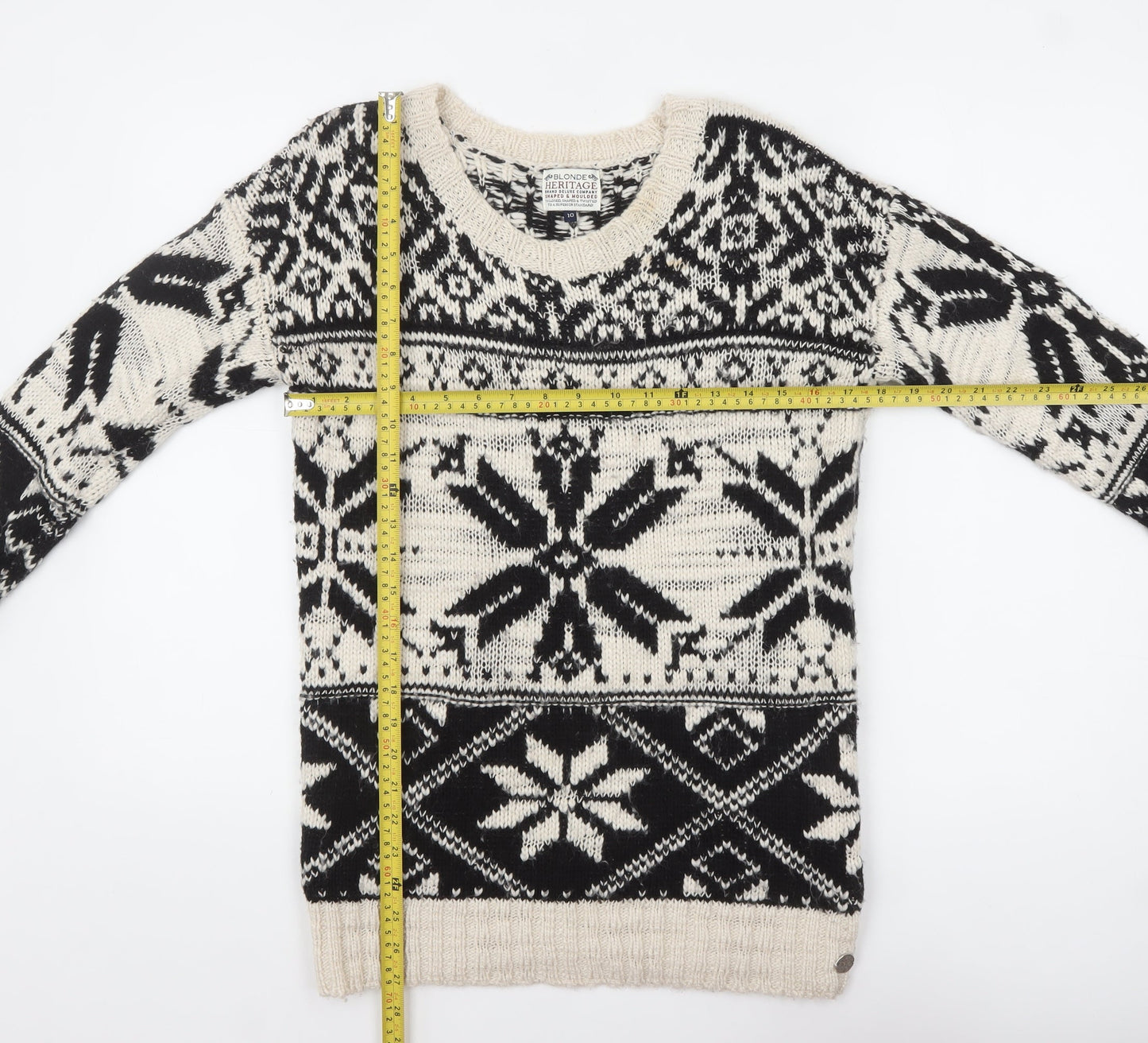 Womens UK Size 10 Blonde Heritage Black Pullover Jumper