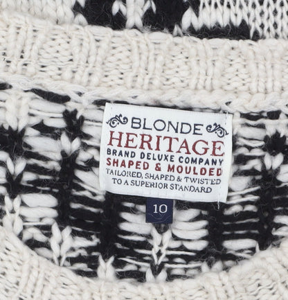 Womens UK Size 10 Blonde Heritage Black Pullover Jumper