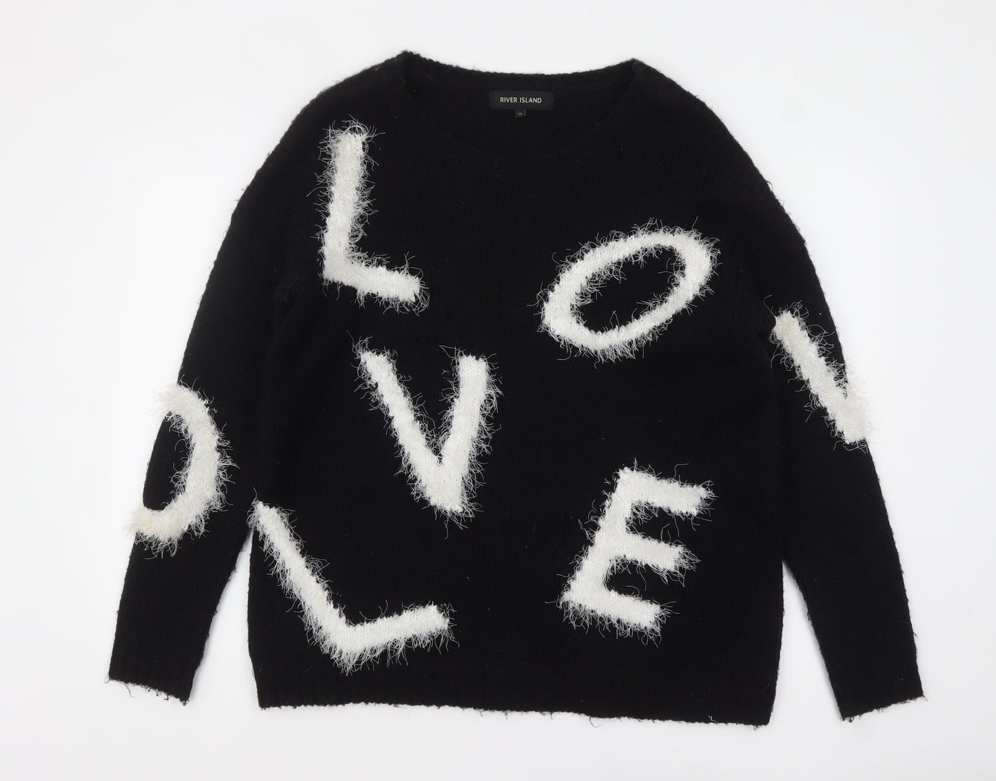 Womens UK Size 12 River Island Black Pullover Jumper