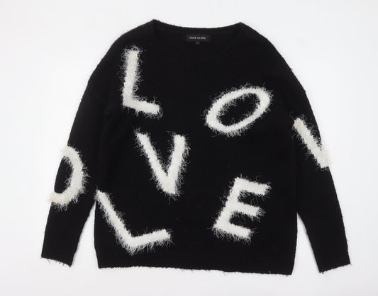 Womens UK Size 12 River Island Black Pullover Jumper