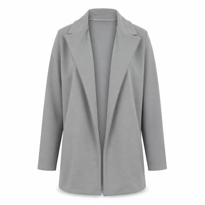 PRETTYLITTLETHING Women Grey Size 8 Open Front Crepe Jacket