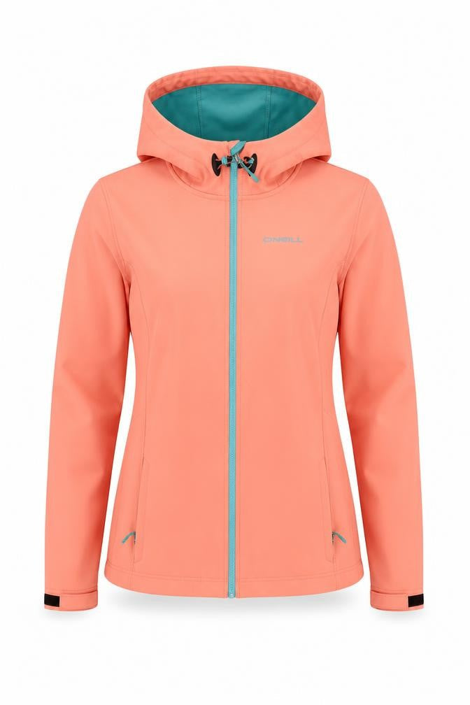 O'Neill Women's Orange Softshell Hooded Jacket Size 12 Regular Fit