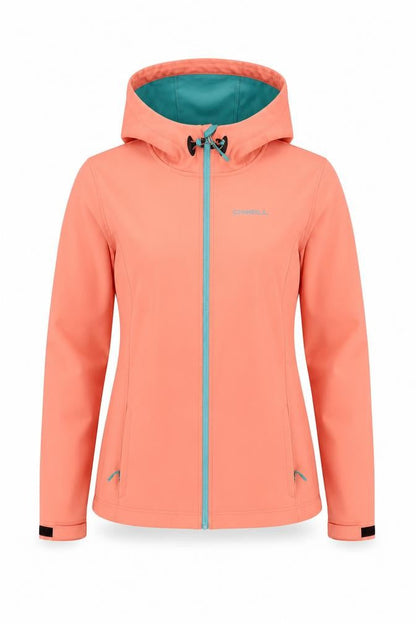 O'Neill Women's Orange Softshell Hooded Jacket Size 12 Regular Fit