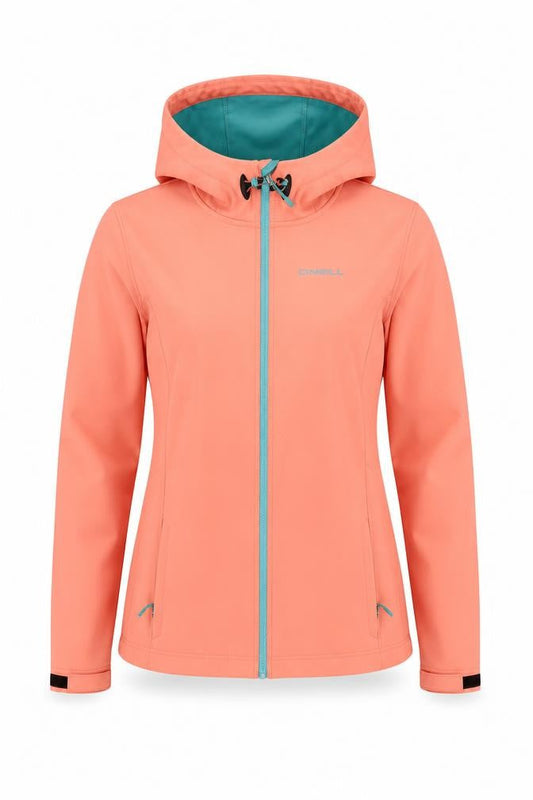 O'Neill Women's Orange Softshell Hooded Jacket Size 12 Regular Fit