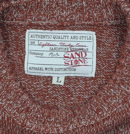Mens UK Size L Sandstone Orange Pullover Jumper