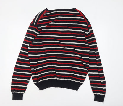 Jaeger Men’s Multicoloured Striped Cotton Jumper L Crew Neck