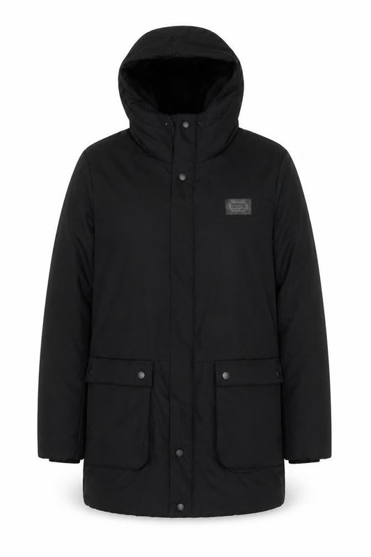 Womens UK Size M Jean Pascale Black Parka Coat