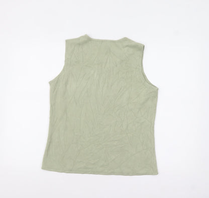 White Stag Women Green Knit Sleeveless Pullover Jumper L