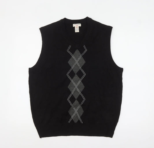 Dockers Men’s Black Argyle Sleeveless Knit Vest Jumper L