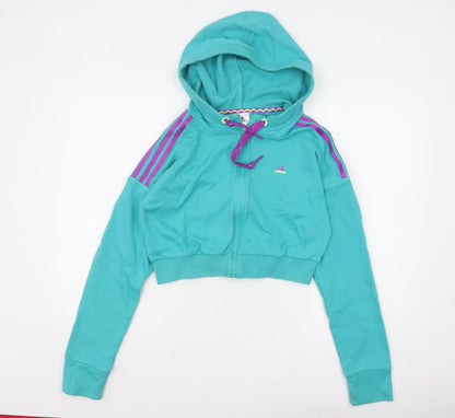 Womens UK Size 12-14 adidas Blue Full Zip Hoodie