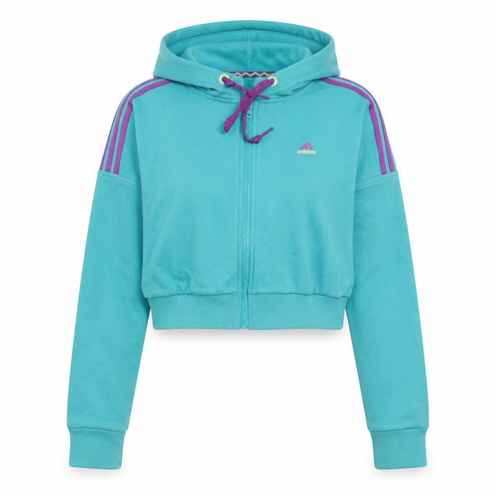 Womens UK Size 12-14 adidas Blue Full Zip Hoodie