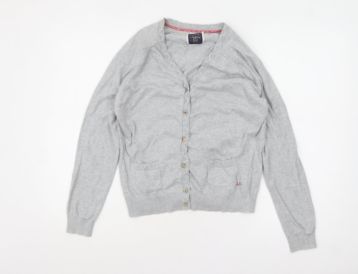 Womens UK Size L Mantaray Grey Cardigan Jumper