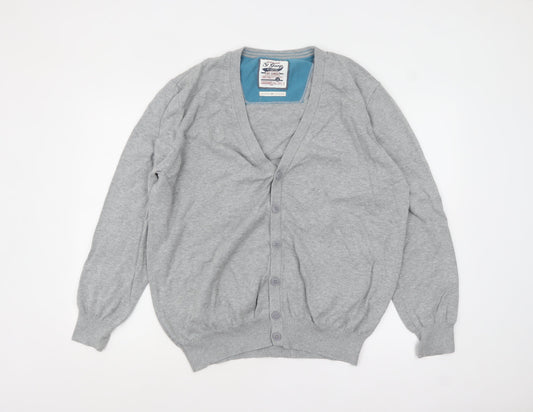 Mens UK Size 2XL St George by Duffer Grey Cardigan Jumper
