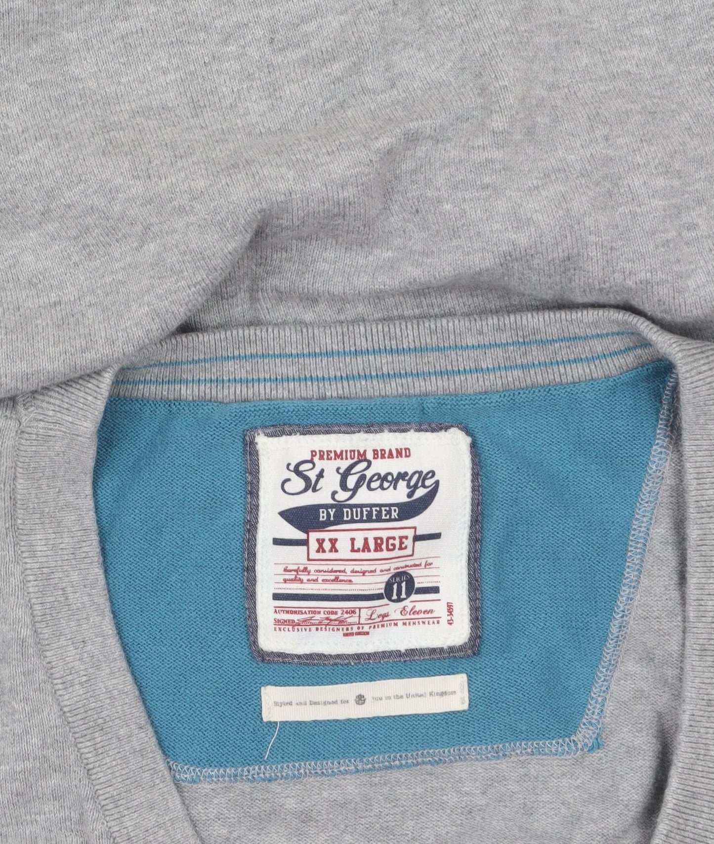 Mens UK Size 2XL St George by Duffer Grey Cardigan Jumper