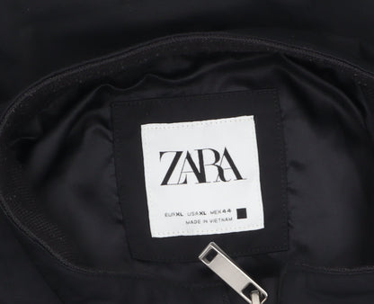 Zara Men’s Black XL Bomber Jacket Polyester Zip Casual