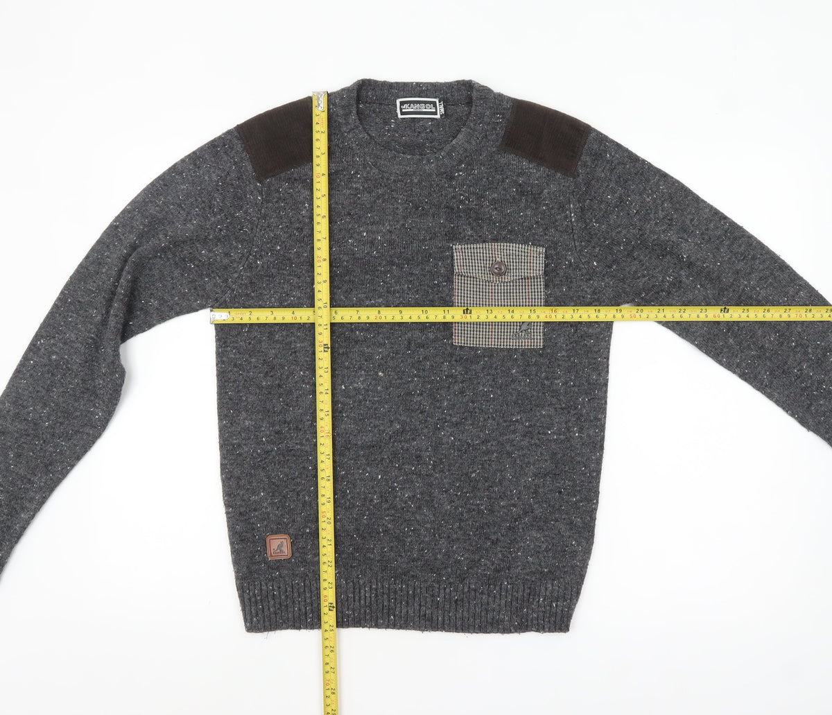 Kangol Men's Grey Small Crew Neck Pullover Jumper with Patches