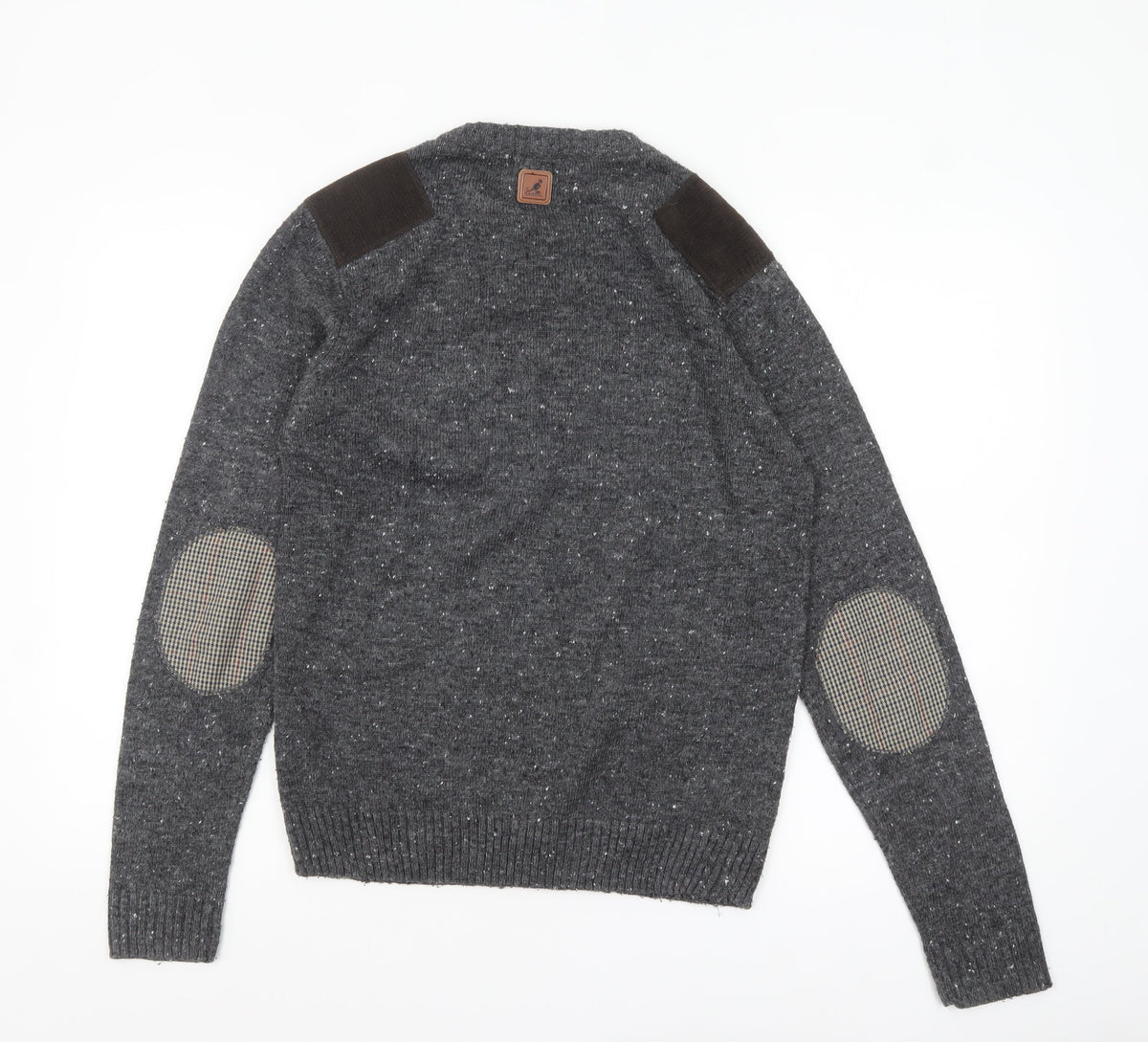 Kangol Men's Grey Small Crew Neck Pullover Jumper with Patches