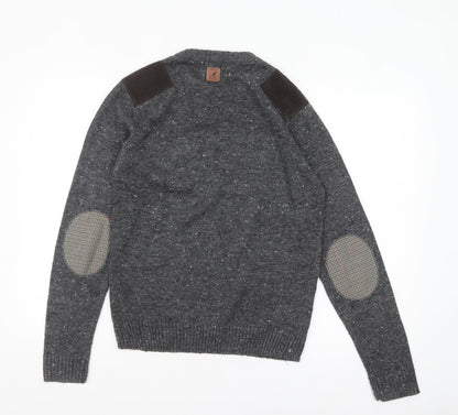 Kangol Men's Grey Small Crew Neck Pullover Jumper with Patches
