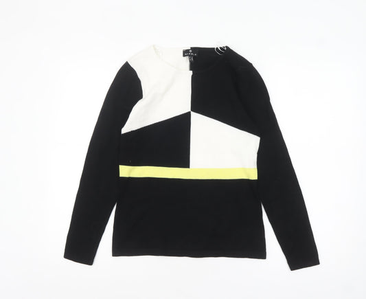 Womens UK Size XS Marble Black Pullover Jumper