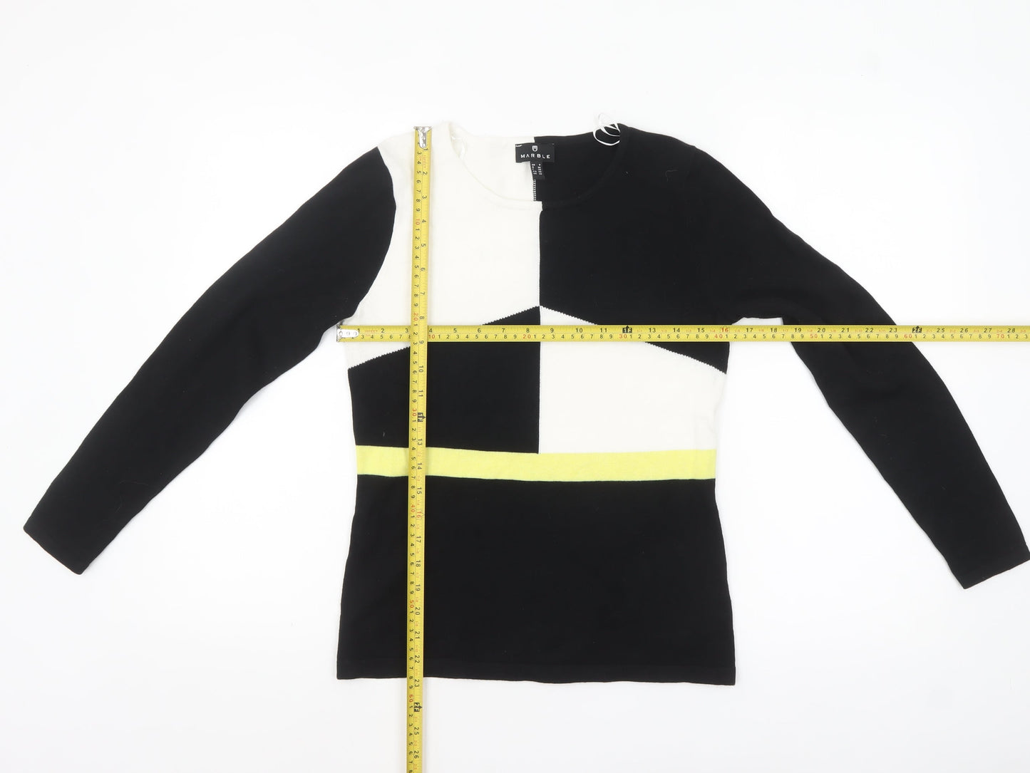Womens UK Size XS Marble Black Pullover Jumper