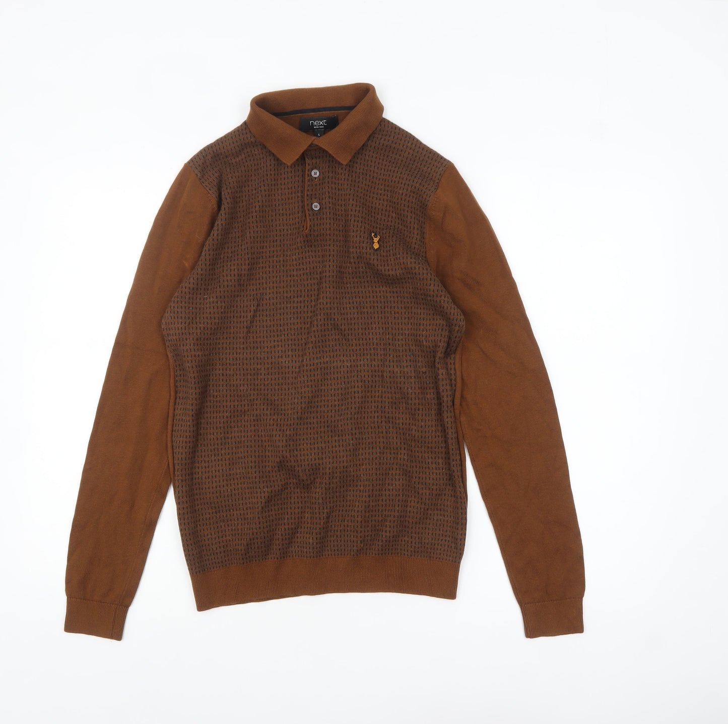 Mens UK Size S NEXT Brown Pullover Jumper