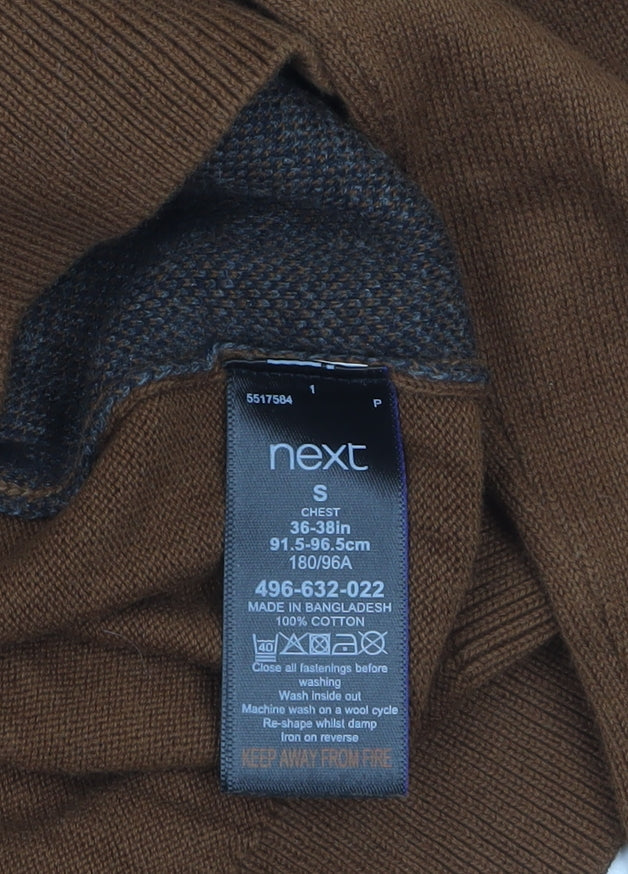 Mens UK Size S NEXT Brown Pullover Jumper