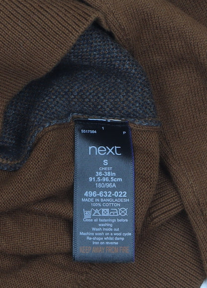 Mens UK Size S NEXT Brown Pullover Jumper