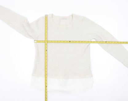 George Women’s Beige Knit Lace Hem Pullover Jumper Size 14
