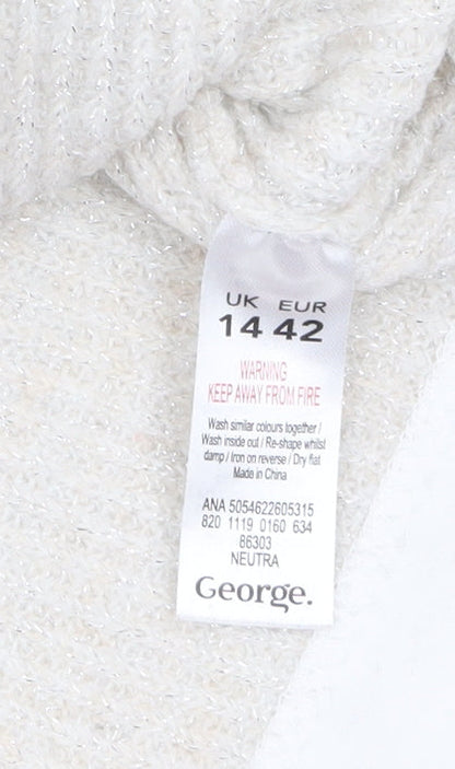 George Women’s Beige Knit Lace Hem Pullover Jumper Size 14