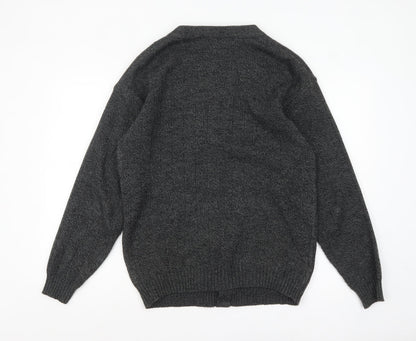 Menswear Men's Grey L Chunky Knit Geometric Button Cardigan