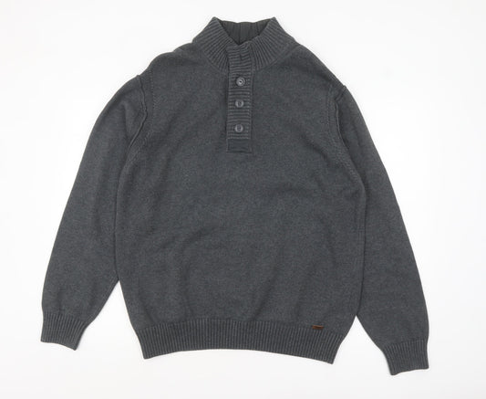 Rocha John Rocha Men's Grey Cotton Henley Jumper XL