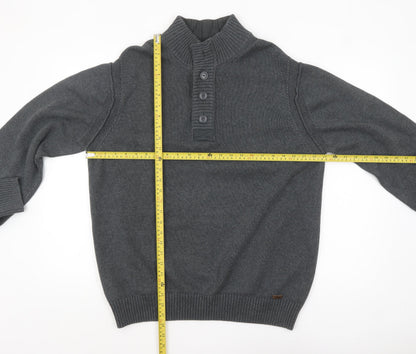 Rocha John Rocha Men's Grey Cotton Henley Jumper XL