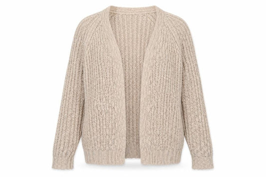 Forever 21 Women Beige Chunky Knit Long Sleeve Cardigan L