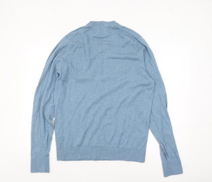 Abercrombie & Fitch Men's Blue Wool Cotton V-Neck Jumper XL