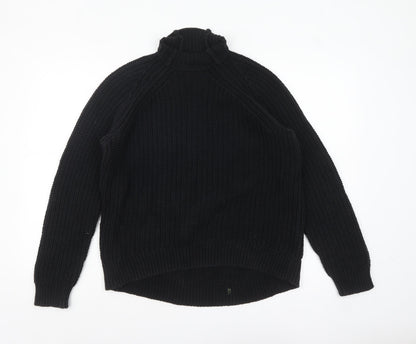 GAP Women's Black Roll Neck Chunky-Knit Cotton Jumper Size S