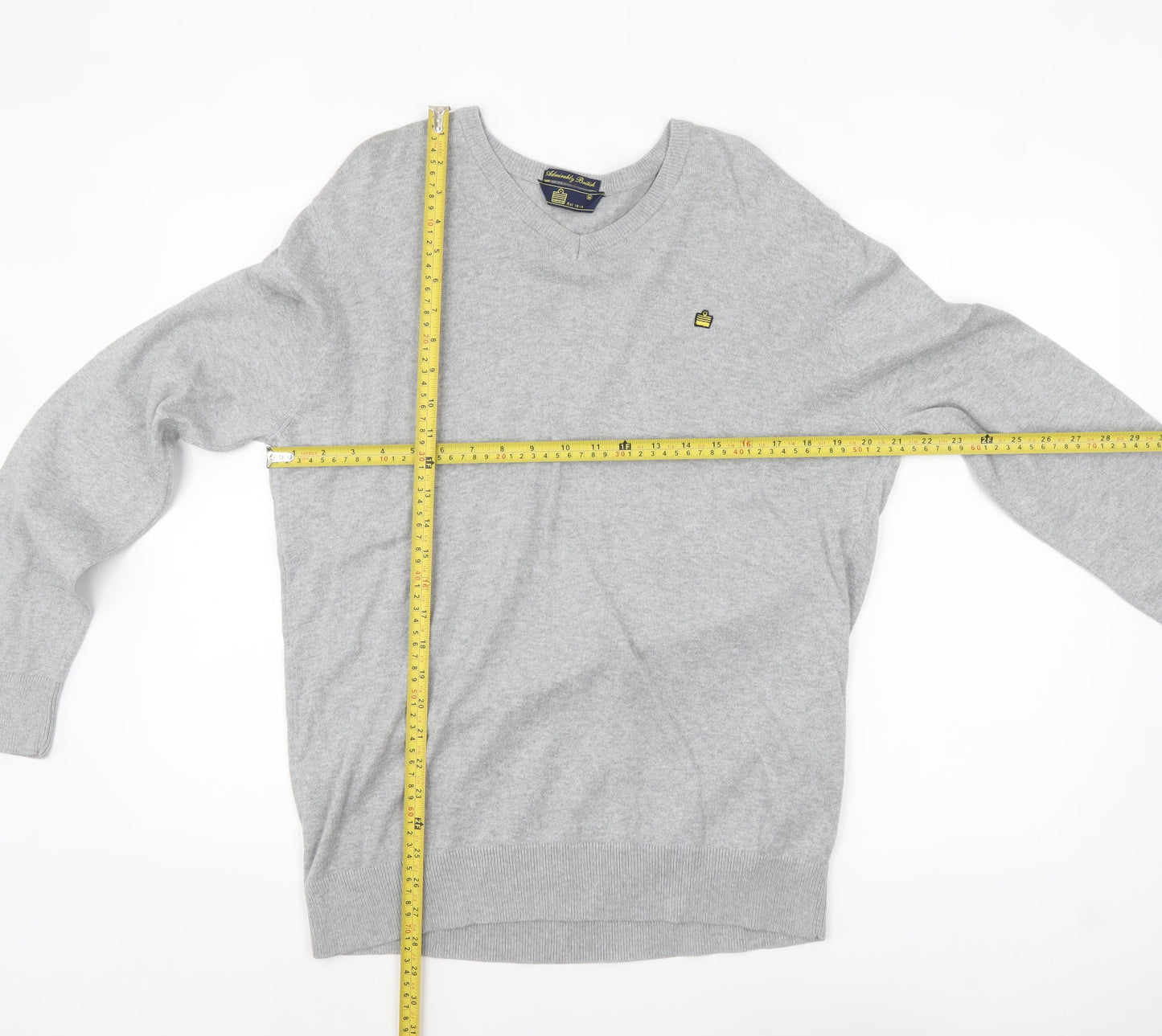 Mens UK Size M Admiral Grey Pullover Jumper