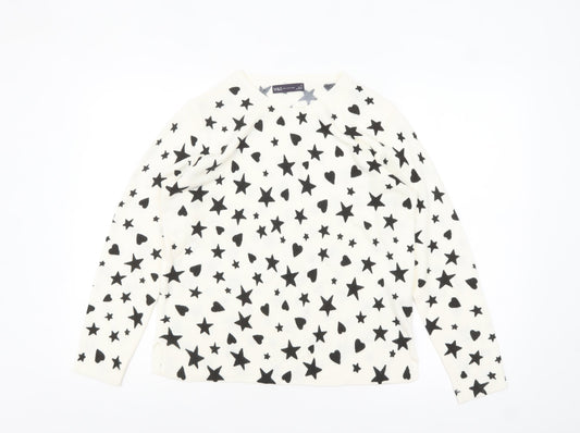 Marks and Spencer Women White Star Heart Knit Jumper Size 14