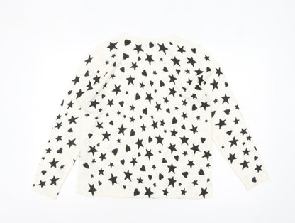 Marks and Spencer Women White Star Heart Knit Jumper Size 14