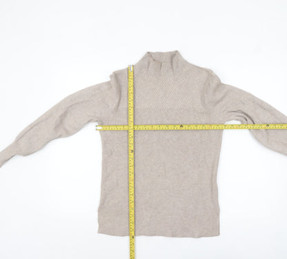 Marks and Spencer Women Beige Mock Neck Long Sleeve Jumper Size S