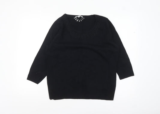 Marks and Spencer Per Una Women's Black Size 18 Scoop Neck 3/4 Sleeve Jumper